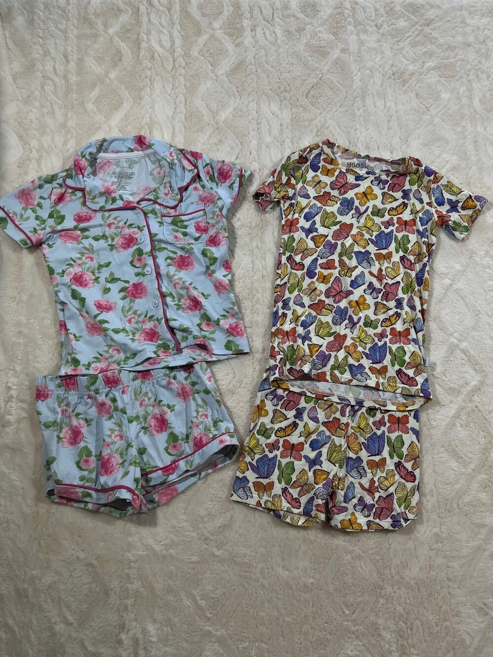 Girls 4T Pajama Bundle 2 Sets Bamboo Goosies Tahari Floral Butterflies EUC
